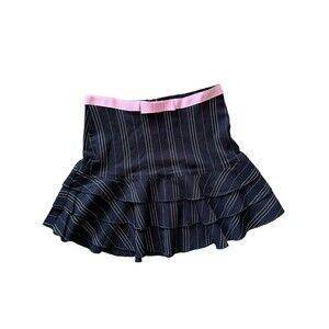 Y2K Gothic Punk Pleated Mini Skirt Pink Black Pinstripe Zinc Girl Schoolgirl